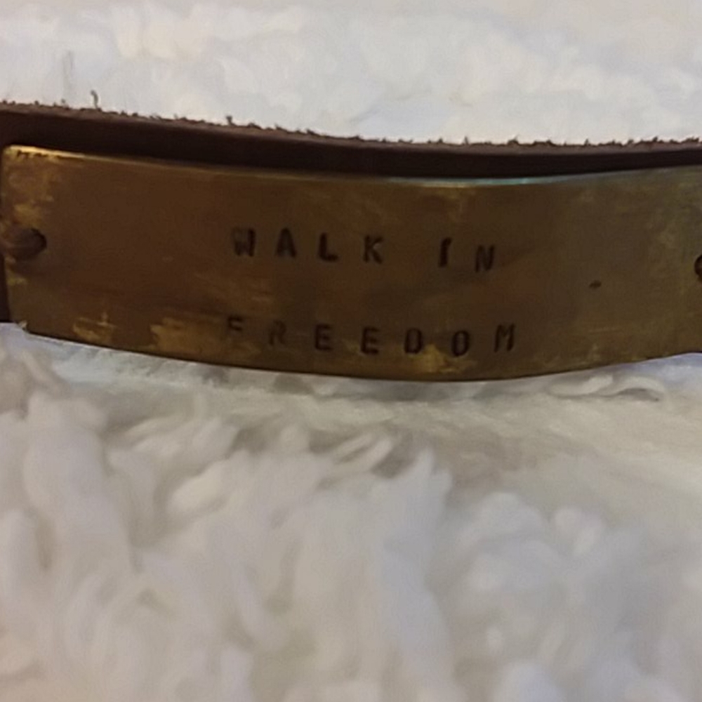 Leather 8" "walk in freedom" bracelet